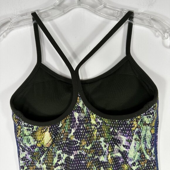 Lululemon Power Y Tank Luon Floral Sport White Multi / Gator Green Top Size 4 - Picture 6 of 8